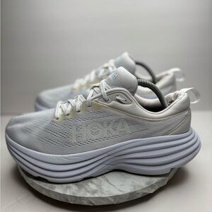 Size 11D- Hoka One One Bondi 8 running shoe in a white/white or triple white